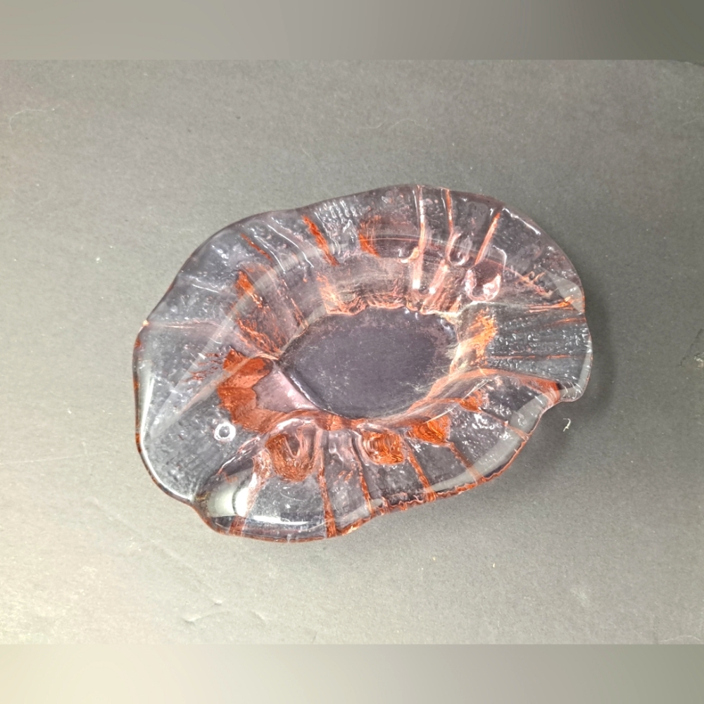 Light Pink Free Form Art Glass Dish